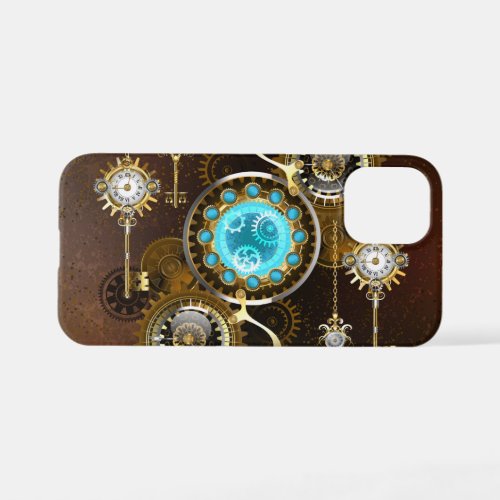 Steampunk Rusty Background with Turquoise Lenses iPhone 12 Mini Case