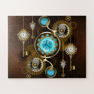 Steampunk Rusty Background with Turquoise Lenses Jigsaw Puzzle