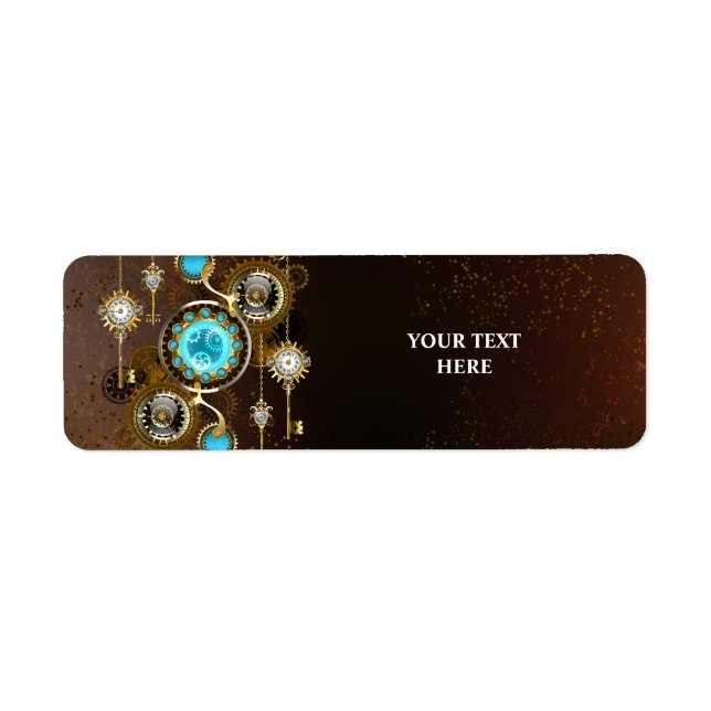Steampunk Rusty Background with Turquoise Lenses Label (Front)