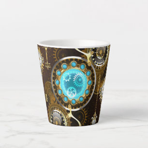 Steampunk Rusty Background with Turquoise Lenses Latte Mug