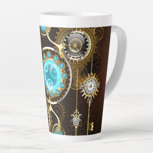 Steampunk Rusty Background with Turquoise Lenses Latte Mug