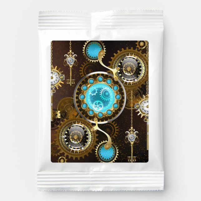 Steampunk Rusty Background with Turquoise Lenses Lemonade Drink Mix (Front)