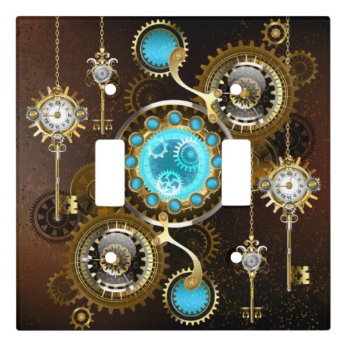 Steampunk Rusty Background with Turquoise Lenses Light Switch Cover