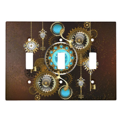 Steampunk Rusty Background with Turquoise Lenses Light Switch Cover