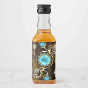 Steampunk Rusty Background with Turquoise Lenses Liquor Bottle Label