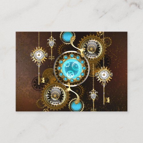 Steampunk Rusty Background with Turquoise Lenses Loyalty Card
