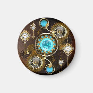 Steampunk Rusty Background with Turquoise Lenses Magnet