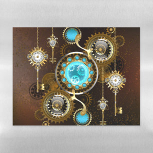 Steampunk Rusty Background with Turquoise Lenses Magnetic Dry Erase Sheet