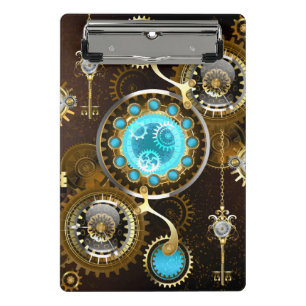 Steampunk Rusty Background with Turquoise Lenses Mini Clipboard
