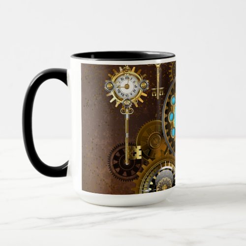 Steampunk Rusty Background with Turquoise Lenses Mug