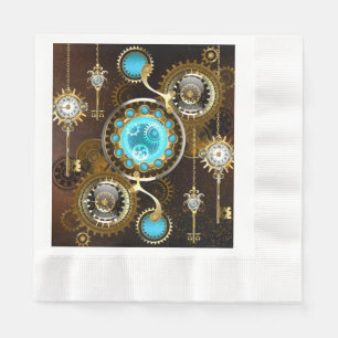 Steampunk Rusty Background with Turquoise Lenses Napkins
