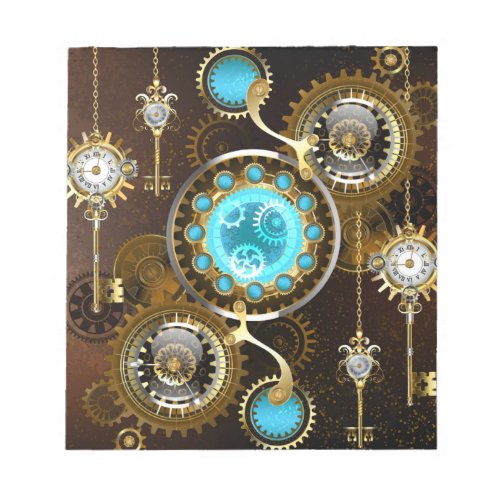 Steampunk Rusty Background with Turquoise Lenses Notepad