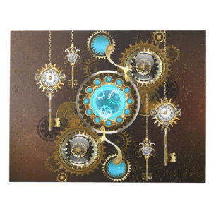Steampunk Rusty Background with Turquoise Lenses Notepad