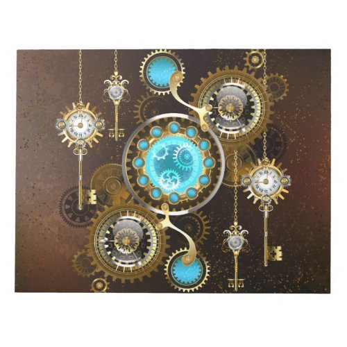 Steampunk Rusty Background with Turquoise Lenses Notepad