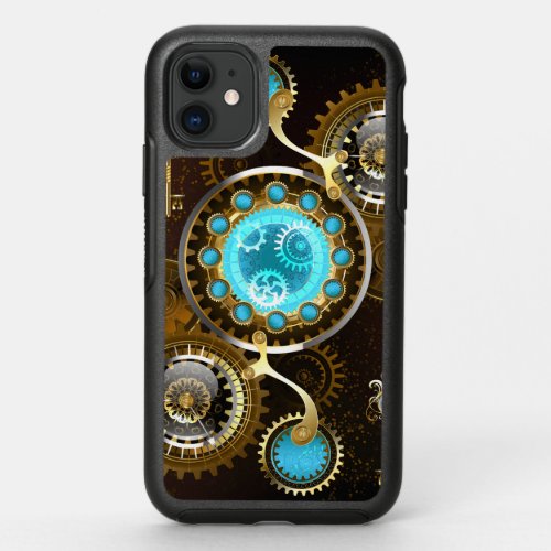 Steampunk Rusty Background with Turquoise Lenses OtterBox Symmetry iPhone 11 Case