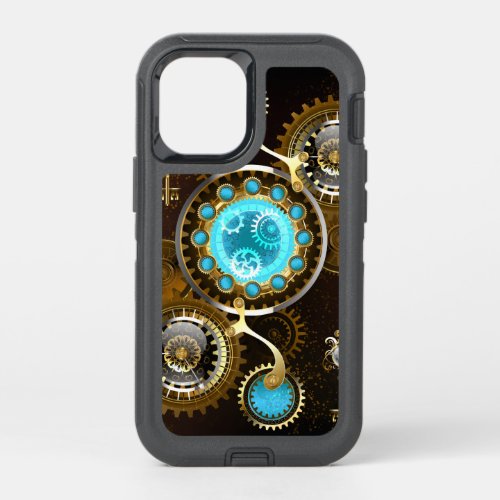 Steampunk Rusty Background with Turquoise Lenses OtterBox Defender iPhone 12 Mini Case