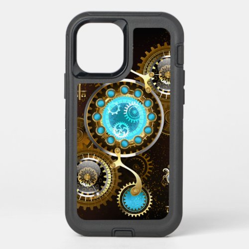 Steampunk Rusty Background with Turquoise Lenses OtterBox Defender iPhone 12 Case