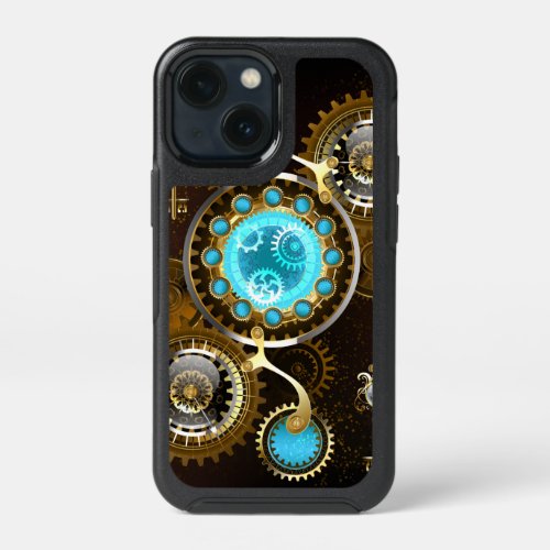 Steampunk Rusty Background with Turquoise Lenses iPhone 13 Mini Case