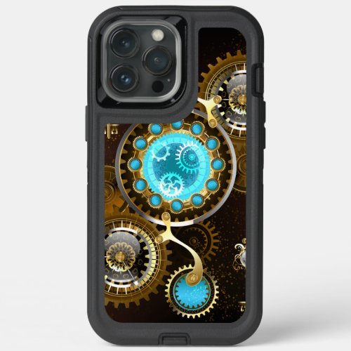 Steampunk Rusty Background with Turquoise Lenses iPhone 13 Pro Max Case