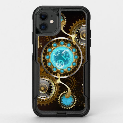 Steampunk Rusty Background with Turquoise Lenses OtterBox Commuter iPhone 11 Case