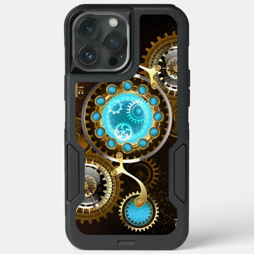 Steampunk Rusty Background with Turquoise Lenses iPhone 13 Pro Max Case