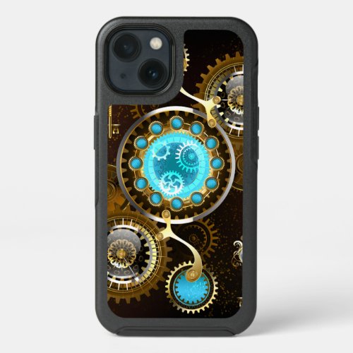 Steampunk Rusty Background with Turquoise Lenses iPhone 13 Case