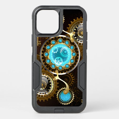 Steampunk Rusty Background with Turquoise Lenses OtterBox Commuter iPhone 12 Case