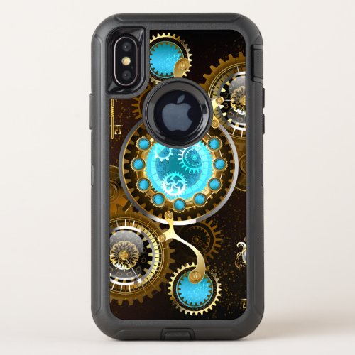 Steampunk Rusty Background with Turquoise Lenses OtterBox Defender iPhone XS Case