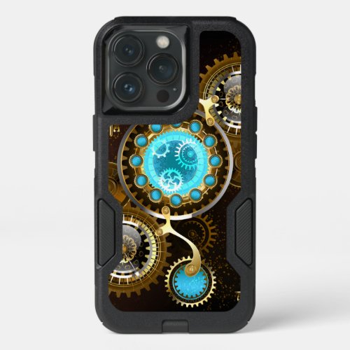 Steampunk Rusty Background with Turquoise Lenses iPhone 13 Pro Case