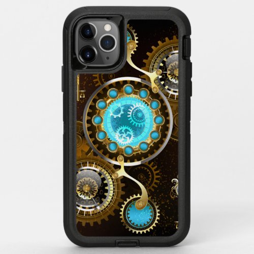 Steampunk Rusty Background with Turquoise Lenses OtterBox Defender iPhone 11 Pro Max Case