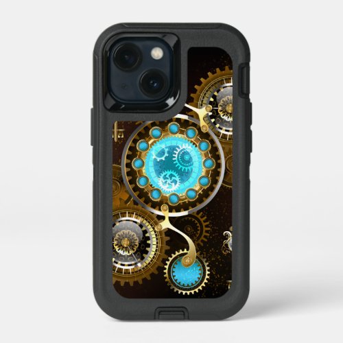 Steampunk Rusty Background with Turquoise Lenses iPhone 13 Mini Case