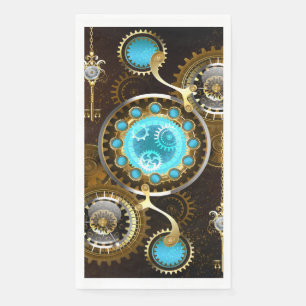 Steampunk Rusty Background with Turquoise Lenses Paper Guest Towels
