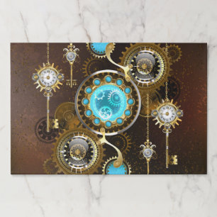 Steampunk Rusty Background with Turquoise Lenses Paper Pad