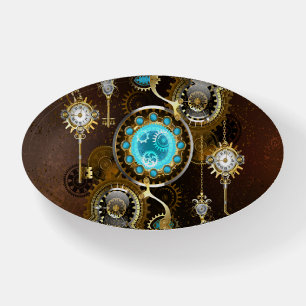 Steampunk Rusty Background with Turquoise Lenses Paperweight