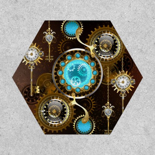 Steampunk Rusty Background with Turquoise Lenses Patch