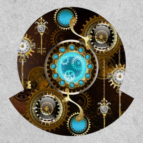 Steampunk Rusty Background with Turquoise Lenses Patch