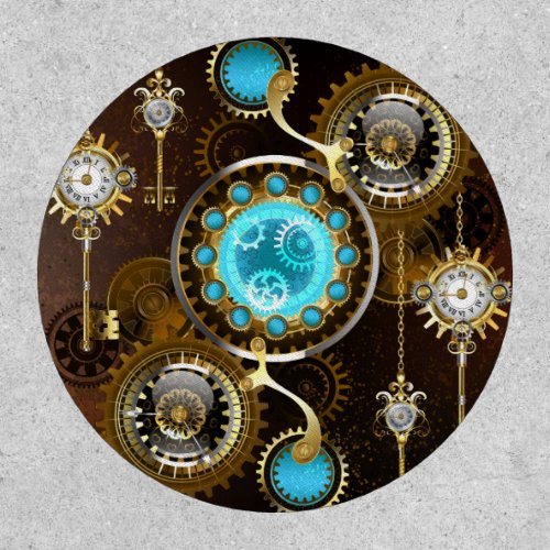 Steampunk Rusty Background with Turquoise Lenses Patch