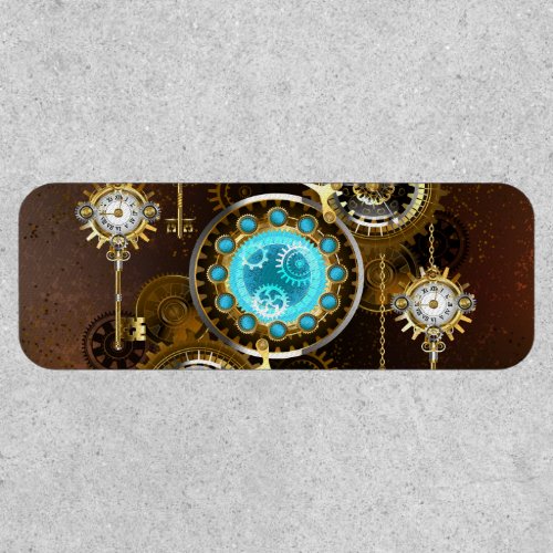 Steampunk Rusty Background with Turquoise Lenses Patch