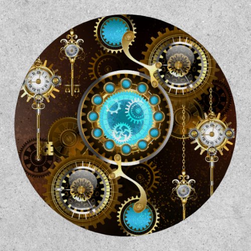 Steampunk Rusty Background with Turquoise Lenses Patch