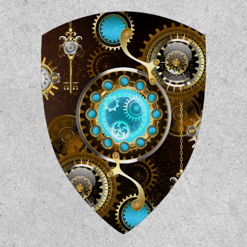 Steampunk Rusty Background with Turquoise Lenses Patch