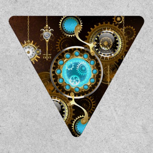 Steampunk Rusty Background with Turquoise Lenses Patch