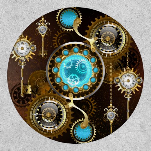 Steampunk Rusty Background with Turquoise Lenses Patch