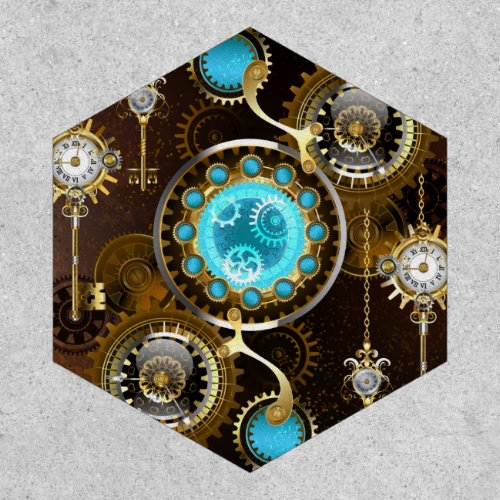 Steampunk Rusty Background with Turquoise Lenses Patch