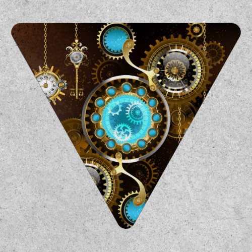 Steampunk Rusty Background with Turquoise Lenses Patch