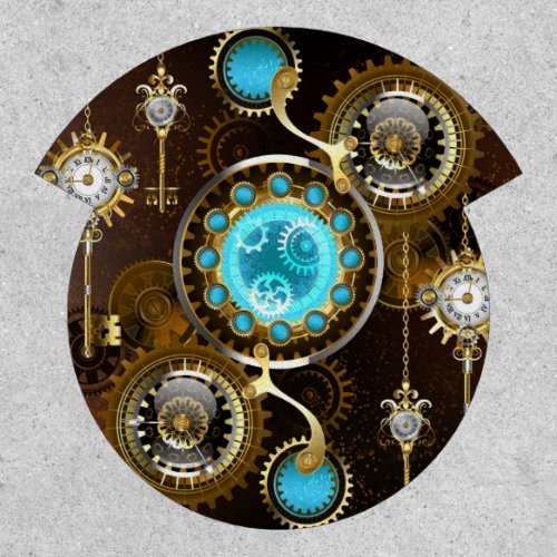 Steampunk Rusty Background with Turquoise Lenses Patch