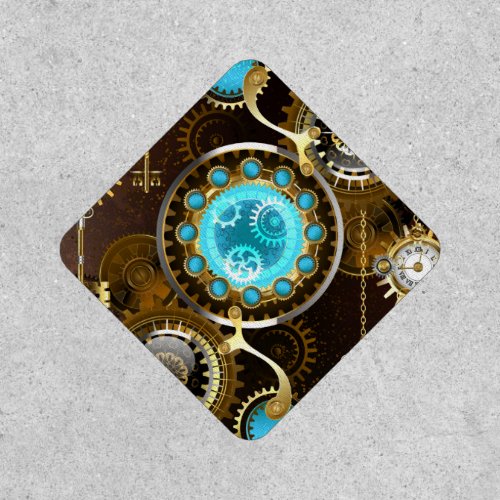 Steampunk Rusty Background with Turquoise Lenses Patch