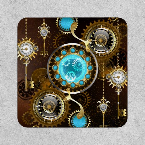 Steampunk Rusty Background with Turquoise Lenses Patch