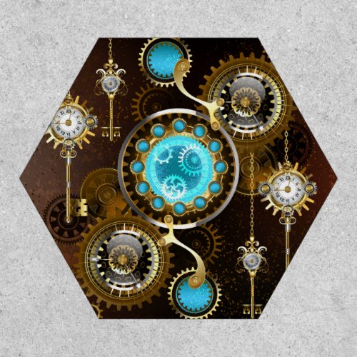 Steampunk Rusty Background with Turquoise Lenses Patch