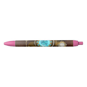 Steampunk Rusty Background with Turquoise Lenses Pen