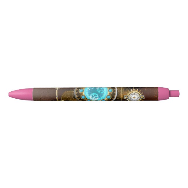 Steampunk Rusty Background with Turquoise Lenses Pen (Front)